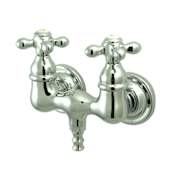 Kingston Brass Vintage Wall Mounted Clawfoot Tub Filler with Metal Cross Handles Polished Chrome