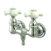 Kingston Brass Vintage Wall Mounted Clawfoot Tub Filler with Porcelain Cross Handles Polished Chrome