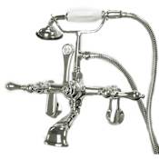 Kingston Brass Vintage Wall Mounted Clawfoot Tub Filler with Personal Hand Shower and Metal Lever Handles Polished Chrome