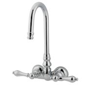Kingston Brass Vintage Wall Mounted Clawfoot Tub Filler with Metal Lever Handles Polished Chrome