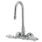 Kingston Brass Vintage Wall Mounted Clawfoot Tub Filler with Porcelain Lever Handles Polished Chrome