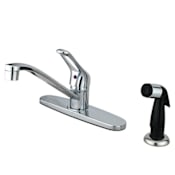 Kingston Brass Wyndham Kitchen Faucet with Deck Plate, Metal Lever Handle and Side Spray Polished Chrome