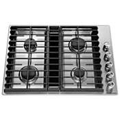 KitchenAid 30 Inch Wide Built-In Natural Gas Cooktop with Downdraft Ventilation Stainless Steel