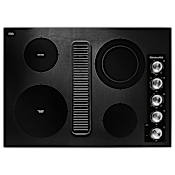 KitchenAid 30 Inch Wide Electric Built-In Electric Cooktop with Integrated 300 CFM Downdraft Ventilator Black