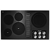 KitchenAid 36 Inch Wide Built-In Electric Cooktop with Downdraft Ventilation Black