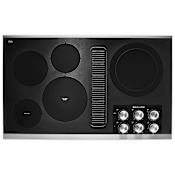 KitchenAid 36 Inch Wide Built-In Electric Cooktop with Downdraft Ventilation Stainless Steel