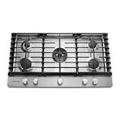 KitchenAid 36 Inch Wide Gas Cooktop with 20K BTU Professional Dual Ring Burner Stainless Steel