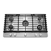 KitchenAid 36 Inch Wide Gas Cooktop with 20K BTU Professional Dual Ring Burner and LED Lit Knobs Stainless Steel