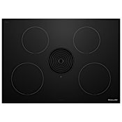 KitchenAid 30 Inch Wide 4 Burner Electric Cooktop with Frameless Design and Quiet Ventilation Technology Black