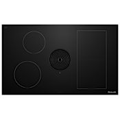 KitchenAid 36 Inch Wide 4 Burner Electric Cooktop with Bridge XL Even-Heat Zone and Quiet Ventilation Technology Black