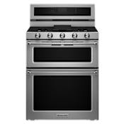 KitchenAid 30 Inch Wide 6.7 Cu. Ft. Dual Fuel Freestanding Range with Double Ovens and Even-Heat Convection Stainless Steel