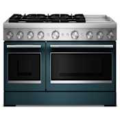KitchenAid 48 Inch Wide Free Standing, Slide In Dual Fuel Range with Ultra Power Dual-Flame Burners and Even-Heat True Convection Agave