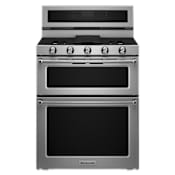 KitchenAid 30 Inch Wide 6.0 Cu. Ft. Gas Freestanding Range with Double Ovens and Even-Heat Convection Stainless Steel