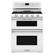 KitchenAid 30 Inch Wide 6.0 Cu. Ft. Gas Freestanding Range with Double Ovens and Even-Heat Convection White