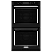KitchenAid 30 Inch Wide Electric 10.0 Cu. Ft. Double Wall Oven with Even-Heat True Convection Upper and Lower Oven Black