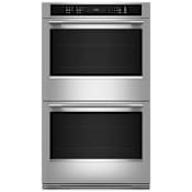 KitchenAid 30 Inch Wide Fingerprint Resistant Electric Double Oven with Even-Heat True Convection and No Preheat Air Fry PrintShield Stainless