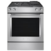 KitchenAid 30 Inch Wide 6.4 Cu. Ft. Slide-In Dual Fuel Range with Even-Heat True Convection and Downdraft Ventilation Stainless Steel