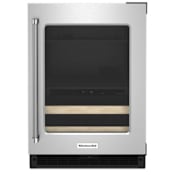 KitchenAid 24 Inch Wide Built-In Beverage Cooler with Wood Front Racks and LED Lighting Stainless Steel