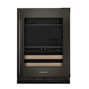 KitchenAid 24 Inch Wide Right Hinge 14 Bottle Capacity Wine and Beverage Cooler with Temperature Monitoring System and Door Alarm Black Ore