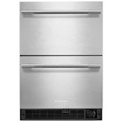KitchenAid 24 Inch Wide 4.2 Cu. Ft. Energy Star Certified Refrigerator Drawer with Temperature Monitoring System and Door Alarm Black / Stainless Steel