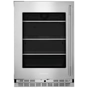 KitchenAid 24 Inch Wide 5.2 Cu. Ft. Fingerprint Resistant Left Hinge Compact Freezerless Refrigerator with Door Alarm and Glass Shelves PrintShield Stainless