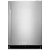 KitchenAid 24 Inch Wide 5 Cu. Ft. Right Hinge Compact Freezerless Refrigerator with Door Alarm and Glass Shelves Black / Stainless Steel