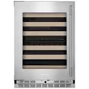 KitchenAid 24 Inch Wide 46 Bottle Capacity Left Hinge Built-In / Free Standing Wine Cooler with Temperature Monitoring System and Sabbath Mode PrintShield Stainless