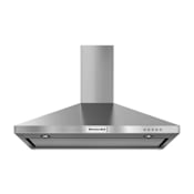 KitchenAid 400 CFM 36 Inch Wide Stainless Steel Wall-Mount Range Hood with Built-In Blower and Push Button Controls Stainless Steel
