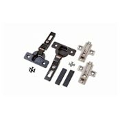 Knape and Vogt Full Inset Screw-On Concealed Euro Cabinet Door Hinge Kit with 90 Degree Opening Angle and 3-Way Adjustment - Pair Black