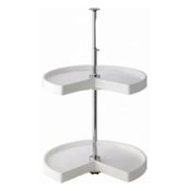 Knape and Vogt 32 Inch Diameter 2-Tier Pie Cut Lazy Susan White