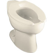 Kohler Highcrest elongated toilet bowl with rear spud and bedpan lugs, less seat Almond
