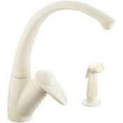 Kohler Single Handle Kitchen Faucet with Side Spray from the Avatar Series Biscuit