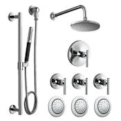 Kohler Kohler Purist Complete Thermostatic Rain Shower System with Hand Shower, 3 Body Sprays, Volume Control, and Valves Polished Chrome