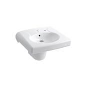 Kohler Brenham 14-3/8" Wall Mounted Bathroom Sink with 2 Holes Drilled and Overflow White