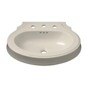 Kohler CLOSEOUT - Leighton 21-1/2" Pedestal Bathroom Sink with 3 Holes Drilled and Overflow Almond