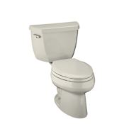 Kohler Wellworth Pressure Lite elongated 1.1 gpf toilet with tank cover locks and left-hand trip lever, less seat Biscuit
