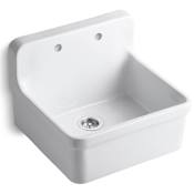 Kohler Gilford 24" Single Basin Wall-Mount/Top-Mount Kitchen Sink with Apron-Front White