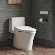 Kohler Veil One-Piece Elongated Dual-Flush Toilet with Hidden Cord Design - Includes Irvine E915 Bidet Toilet Seat with Remote Control White