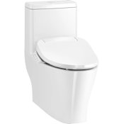 Kohler Reach Curv Dual Flush One-Piece Elongated Toilet with Hidden Bidet Seat Cord Design Includes PureWash E545 Bidet Seat Featuring Heated Seat, Adjustable Water Temperature and Pressure, and Self-Cleaning Wand White