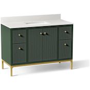 Kohler Calpa 48" Free Standing Single Basin Vanity Set with Cabinet and Quartz Vanity Top Emerald Green