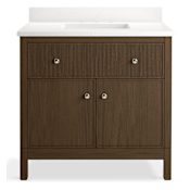 Kohler Malin by Studio McGee 36" Free Standing Vanity Set with Cabinet and Quartz Vanity Top Draper Oak