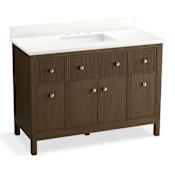 Kohler Malin by Studio McGee 48" Free Standing Vanity Set with Cabinet and Quartz Vanity Top Draper Oak