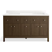Kohler Malin by Studio McGee 60" Free Standing Vanity Set with Cabinet and Quartz Vanity Top Draper Oak