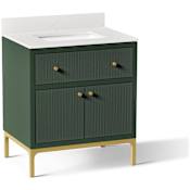 Kohler Calpa 30" Free Standing Single Basin Vanity Set with Cabinet and Quartz Vanity Top Emerald Green