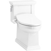 Kohler Tresham 1-Piece 1.28 GPF Elongated Toilet with Puretide Manual Bidet Toilet Seat White
