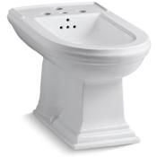 Kohler Memoirs bidet, plumbed for vertical spray bidet faucet White