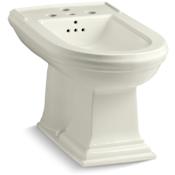 Kohler Memoirs bidet, plumbed for vertical spray bidet faucet Biscuit