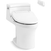 Kohler San Souci One-Piece Comfort Height Elongated Toilet with Concealed Trapway and Hidden Bidet Seat Cord Design - Includes PureWash E820 Bidet Seat Featuring Remote Control, Programmable User Presets, Heated Seat, Warm Air Dryer, Adjustable Water Temperature and Pressure, LED Night Light and Self-Cleaning Stainless Steel Wand White