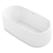 Kohler Ceric 65" Lithocast Gloss Soaking Tub for Freestanding Installation with Center Toe-Tap Drain White
