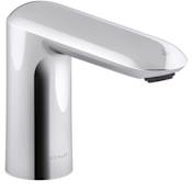Kohler Kumin 0.5 GPM Single Hole Touchless Bathroom Faucet with Grid Drain and Kinesis Sensor, DC-Powered Polished Chrome